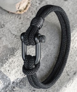 Men's <b>Rope</b> <b>Bracelet</b>, Stainless Steel Clasp, Nautical Cord, Minimalist Style - Product Image 2