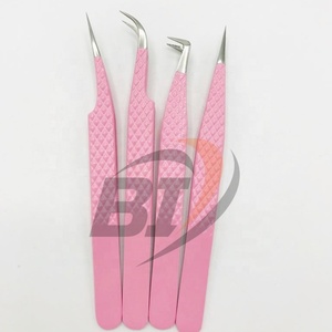 แหนบต่อขนตาที่จับเพชรทำจากแป้งสีชมพูแบบมืออาชีพแหนบเคลือบเฮลโลคิตตี้ - Product Image 1