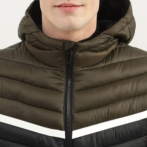 High Quality Thick <b>Winter</b> <b>Waterproof</b> Windproof Zipper Stand Hooded Puffer <b>Jackets</b> 100% Nylon Patchwork Front Stonefield - Product Image 5