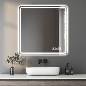 Specchio LED da Bagno 36*36 Pollici con Vetro Antiesplosione, Resistente alla Ruggine, Antiappannamento, con Funzione di Cambio Colore a Tre Tonalità per Tutti gli Usi in Bagno - Product Image 1