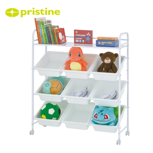 Organisateur de bureau multifonctionnel moderne à 9 tiroirs, boîte en métal avec étagère, finition brillante, montage facile - Product Image 4