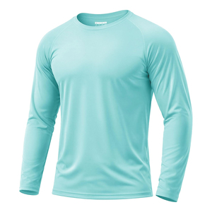Unisex <b>Light</b> <b>Blue</b> Full <b>Sleeve</b> Rash Guard Quick Dry Polyester Compression Shirt Adult Fitness BJJ MMA UPF50+ Eco-Friendly - Product Image 5