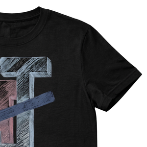 T-shirt noir artistique à motifs imbriqués pour adolescents, en coton doux, col rond, manches courtes, vêtements décontractés à la mode pour tous les jours - Product Image 3