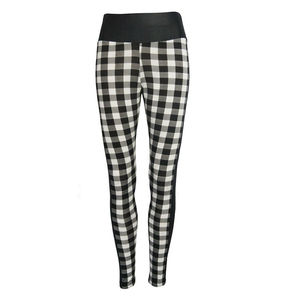 Women's Fashion Style Plaid High <b>Elastic</b> Waist Breathable Yoga Pants with <b>Lace</b> Decoration Spandex/Polyester Wholesale Pakistan - Product Image 5