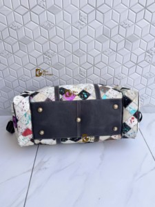 Latest Arrival Metallic Fur <b>Leather</b> Luggage <b>Bags</b> Checks Design Handmade <b>Bag</b> Unisex Travel <b>Bag</b> Multi Uses Big Size Duffel <b>Bag</b> - Product Image 4