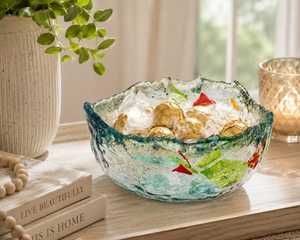 Bol en résine fait main |   Art mosaïque effet vitrail, décoration côtière - Product Image 1
