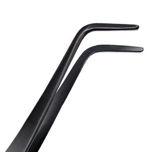 Pince à épiler en acier inoxydable noir à pointe incurvée Denticulée 12 cm Certifiée CE pour la transplantation capillaire et l'extension des cils - Product Image 4