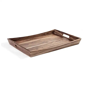 Plateau de service rectangulaire simple en bois d'acacia, vaisselle décorative pour la maison, plateau de service alimentaire en bois poli - Product Image 5