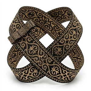 นีลคามัล อินดัสทรีส์ ริบบิ้นผ้าแจ็คการ์ดสีดำทอง ขนาด 50 มม. ผลิตจากโพลีเอสเตอร์ 100% ดีไซน์เมทัลลิก ทนต่อการหดตัว เหมาะสำหรับชุดแต่งกาย - Product Image 6