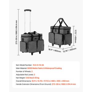 15.6 Inch Laptop Rolling Tote Bag Wheeled Briefcase with Detachable <b>Trolley</b> Cooler Bag for <b>Teacher</b> or Student - Product Image 5