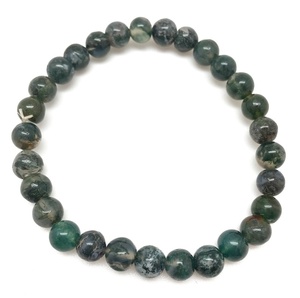Hot Sale Premium Grade Feng Shui Moss Agate Crystal Beaded <b>Bracelet</b> Handmade Women's Men's Natural Healing Stone <b>Elastic</b> - Product Image 4