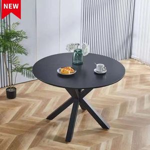 Table à manger sur piétement en MDF de style Mid-Century de 42,1 pouces, plateau noir avec dossier de dossier inclinable pour 4 à 6 personnes - Product Image 1