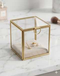 ARTINCO Transparent Glass Brass Jewelry <b>Box</b> Handmade Luxury Trinket <b>Box</b> for Wedding Return <b>Gifts</b> and Keepsakes - Product Image 3