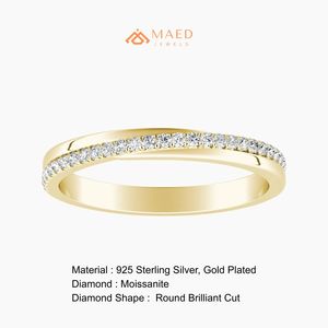 Bague fine en moissanite dorée, élégante, pour femme, bijoux de fiançailles, style New York, cadeau de luxe - Product Image 6
