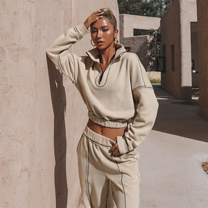 Sweat à capuche court personnalisé pour femme, manches longues, vente en gros - Product Image 1