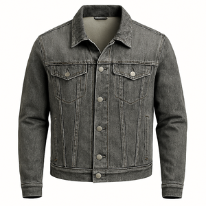 Chaqueta Vaquera Vintage Estilo Y2K Personalizada OEM, Corte Holgado Informal, Decoración con Botones, Parches y Rayas, Ropa Urbana para Hombre y Mujer - Product Image 4