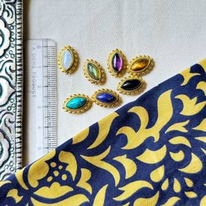 Natural Mixed Cabochon Charm Connector Solid Brass Gold Plated 14x20mm Jewelry Components - Product Image 1