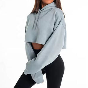 Hoodies courts personnalisés avec logo pour femme, en coton, grandes tailles, design OEM, les plus vendus - Product Image 3