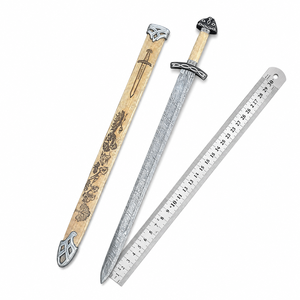 Espada Artesanal de Damasco para Hombre con Funda de Madera, Espada Larga Medieval, Espada Coleccionable, Regalo de Aniversario, Regalo de Navidad - Product Image 1