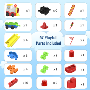 Mirana Ensemble de train jouet en blocs ABS, thème transport, coloré, avec plusieurs configurations de rails et divers modes sonores (53 pièces) - Product Image 5