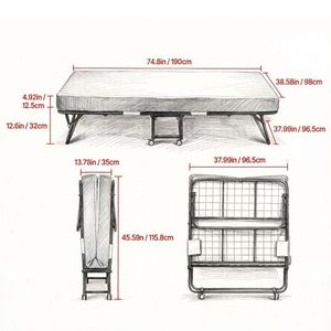 Lit de camping pliable en tissu avec cadre en aluminium et acier pour le camping en plein air, les hôtels, les hôpitaux, les écoles, les salons - Product Image 3