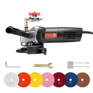 Lucidatrice a umido da 800W, smerigliatrice per cemento da 4 pollici con 6 velocità variabili e 7 kit di lucidatura per marmo e granito - Product Image 1