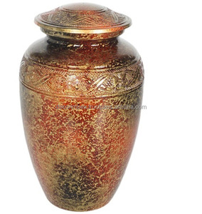 Urna Funeraria Moderna Hecha a Mano de Latón con Acabado Similar al Mármol Rojo, Color Plateado, Ecológica, con Recuerdo Gratuito Incluido - Product Image 2