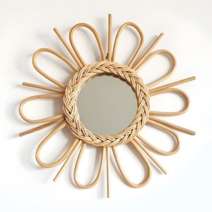 <b>Large</b> Round <b>Rattan</b> Wall Hanging <b>Mirrors</b> Interior Living Room Home Decor Wall-mounted <b>Mirror</b> - Product Image 3