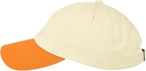 Casquette de baseball 6 panneaux beige et orange contrastée, ajustable, unisexe, décontractée, en sergé uni, taille adulte - Product Image 2
