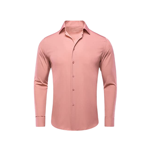 Chemise habillée homme bleu clair coupe ajustée 100 % coton satiné à manches longues boutonnée classique formelle pour affaires, bureau, mariage, soirée, élégante - Product Image 3