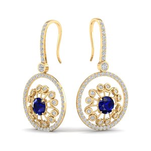 ต่างหูพลอยไพลินสีน้ำเงินทรงกลมขนาด 2.57 มม. REYES ขายดี ประดับเพชรทองคำแท้ 14K ของขวัญสำหรับงานหมั้น เครื่องประดับชั้นดี - Product Image 6