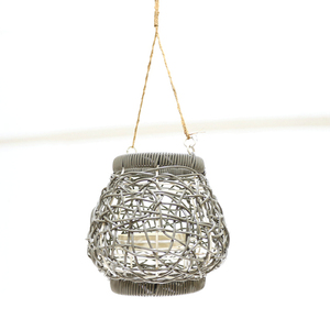 Lanterne ronde en osier gris moderne, support de bougie suspendu, décoration de table, vente chaude - Product Image 2
