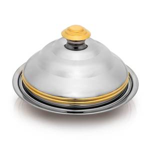 Modern Luxury Metal Serving <b>Bowl</b> <b>with</b> Gold Rim <b>Lid</b> Polished Finish Durable & Dishwasher Safe Party & Gifting Occasion - Product Image 2
