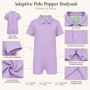 Combinaison adaptative Polo Zipper |   Vêtements sensoriels spéciaux pour enfants, vêtements inclusifs, coton extensible, fermeture éclair, doux et respirant - Product Image 3
