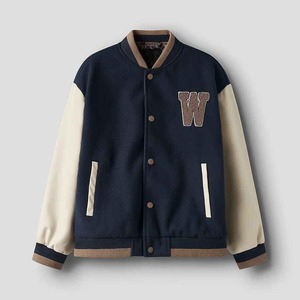Blouson Bomber en Laine Noir pour Homme avec Manches en Cuir Personnalisées, Style Letterman, Vente en Gros OEM - Product Image 1