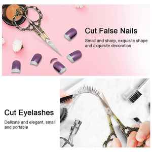 Ciseaux de manucure vintage en acier inoxydable argenté et doré, pour la précision des cuticules, des poils du visage, des sourcils et des poils du nez, avec boîte - Product Image 5