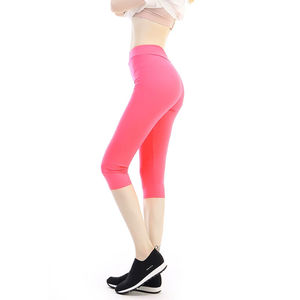 Leggings Capri de Cintura Alta para Mujer, Color Sólido, Tejido Elástico de Nailon y Spandex, Estilo Deportivo, para Todas las Temporadas - Product Image 5