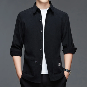 New Men Casual and Fashionable Long Sleeved Workwear <b>Shirt</b> Solid Color Comfortable and Breathable Versatile Top for All Seasons - Product Image 3