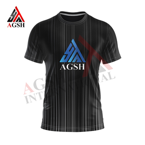 เสื้อยืดแขนสั้นผู้ชาย AGSH พิมพ์ลายแบบซับลิเมชั่น ลายทาง แห้งเร็ว ทรงเข้ารูป สปอร์ต คอกลม - Product Image 4