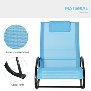 Chaise longue a dondolo moderna azzurra con poggiatesta, in rattan, per esterni, ideale per hotel e bordo piscina, con struttura in alluminio - Product Image 6