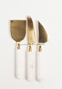 Rose Gold Stainless Steel <b>Cheese</b> <b>Knives</b> <b>Set</b> (3 Piece) Marble Handle Charcuterie Spreader Tableware Wholesale for Custom Decor - Product Image 3