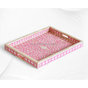 Bandeja Redonda de Servir con Incrustaciones de Hueso Floral Negro de Primera Calidad, Patrón Intrincado Hecho a Mano, Decoración de Lujo, Diseño Artesanal Pulido - Product Image 2