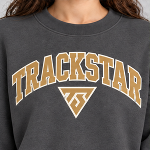 Women's Charcoal Solid Color Varsity Letter <b>Crewneck</b> Sweatshirt Long Sleeve Custom Logo - Product Image 6