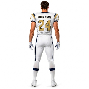 Ensemble de maillots de football américain blancs pour hommes, col en V, numéro 24, impression numérique, évacuation de l'humidité, nom d'équipe personnalisé, manches courtes, tout inclus - Product Image 3