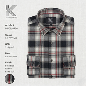 Camisa de Franela para Hombre, 100% Algodón, 310 g/m², Tejido de Sarga a Cuadros, Manga Larga, Fabricante OEM ODM, Venta al Por Mayor, Personalizable - Product Image 2