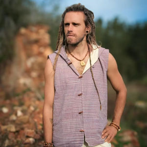 Gilet Bohème en Coton Khadi pour Homme, Style Hippie Terreux, avec Capuche, Décontracté, 100% Coton, Vêtement Décontracté pour Homme, Vente Chaude - Product Image 3