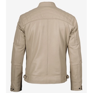 2026 OEM Most Selling Beige Original Cowhide Leather <b>Jacket</b> For Men's Zipper Pockets High Quality Low MOQ <b>Heated</b> Fashion <b>Jackets</b> - Product Image 2