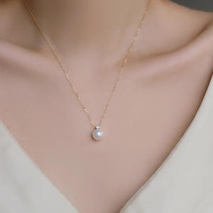 Collier en perles d'eau douce naturelles Akoya Daifei, pendentif parfaitement rond, extrêmement résistant, sans défaut, comparable au niveau de la déesse - Colliers fins - Product Image 4