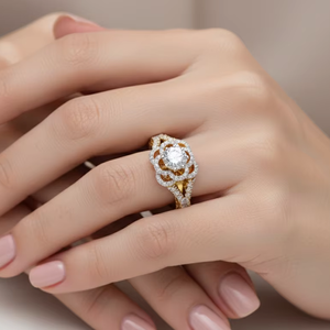 Anillo de Joyería de Moda de Oro con Diamantes y Flores Delicadas para Mujer, Regalo de Aniversario - Product Image 4