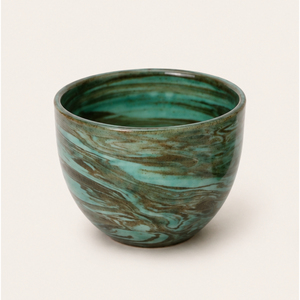 Bol en marbre vert fait main de luxe, vaisselle en gros, bol à dessert et à salade avec glaçure tourbillonnante pour la maison et la restauration - Product Image 1